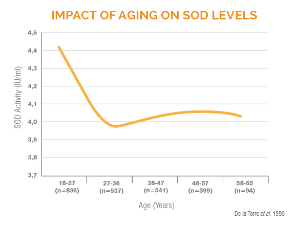 impact of aging on SOD levels